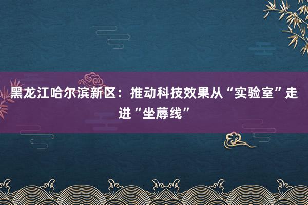 黑龙江哈尔滨新区：推动科技效果从“实验室”走进“坐蓐线”